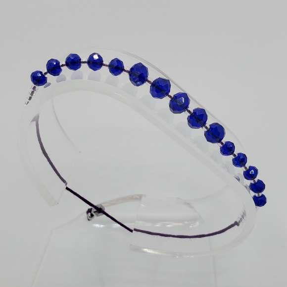 Royal Blue and Lilac Beaded Friendship Bracelet - Picture 4 of 5